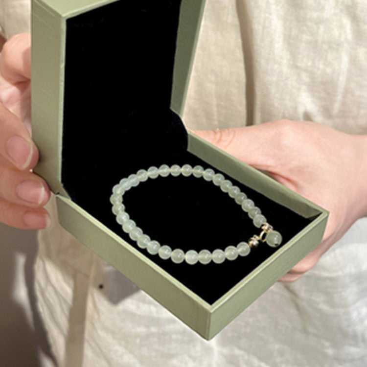 Natural Hetian Jade Bead Bracelet