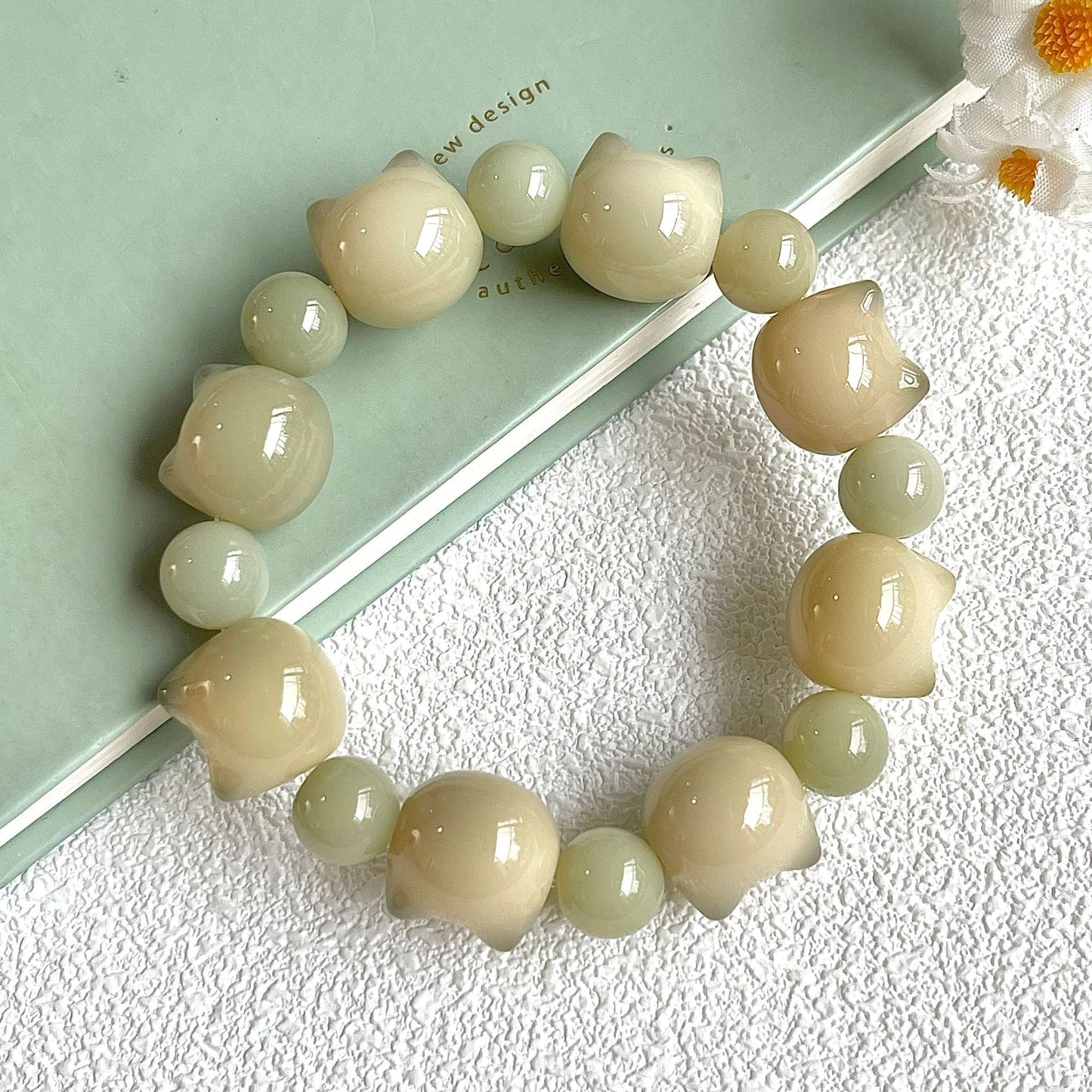 16mm Adorable Cat Head Bodhi Bracelet (Available in Multiple Colors)