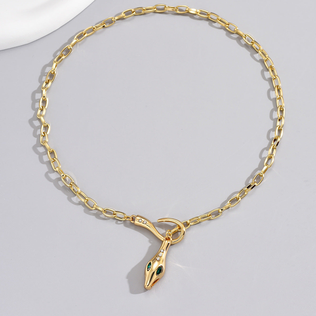 Goldene Schlangen-Halsketten für Damen, Gothic-Punk-Schlangenanhänger-Halskette, goldene Schlangen-Lasso-Halskette, Y-Tier-Halskette, Strass-Schlangenkopf-Halskette mit kubanischer Gliederkette, trendiges Schmuckgeschenk 