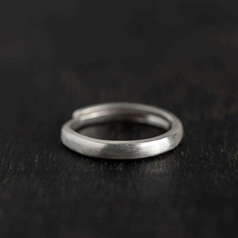 Fortune Rings Silver Minimalist Vintage Pure Silver Matte Couple Rings - Adjustable – wear ...