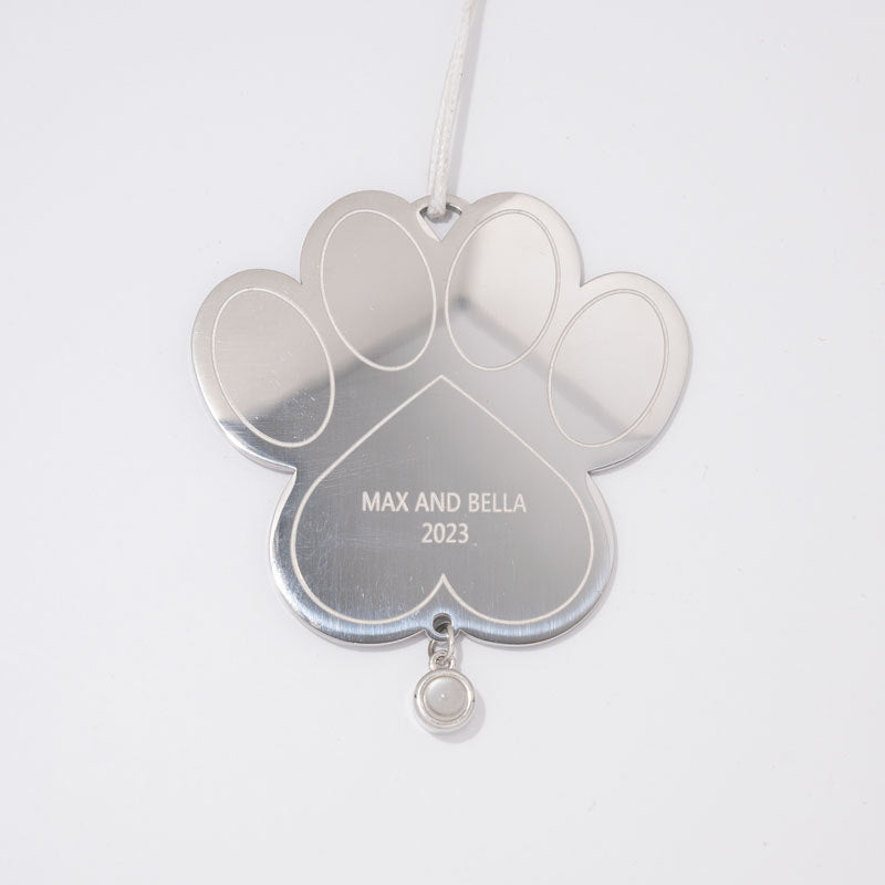 Personalisiertes Pfotenabdruck-Fotoornament mit Gravur