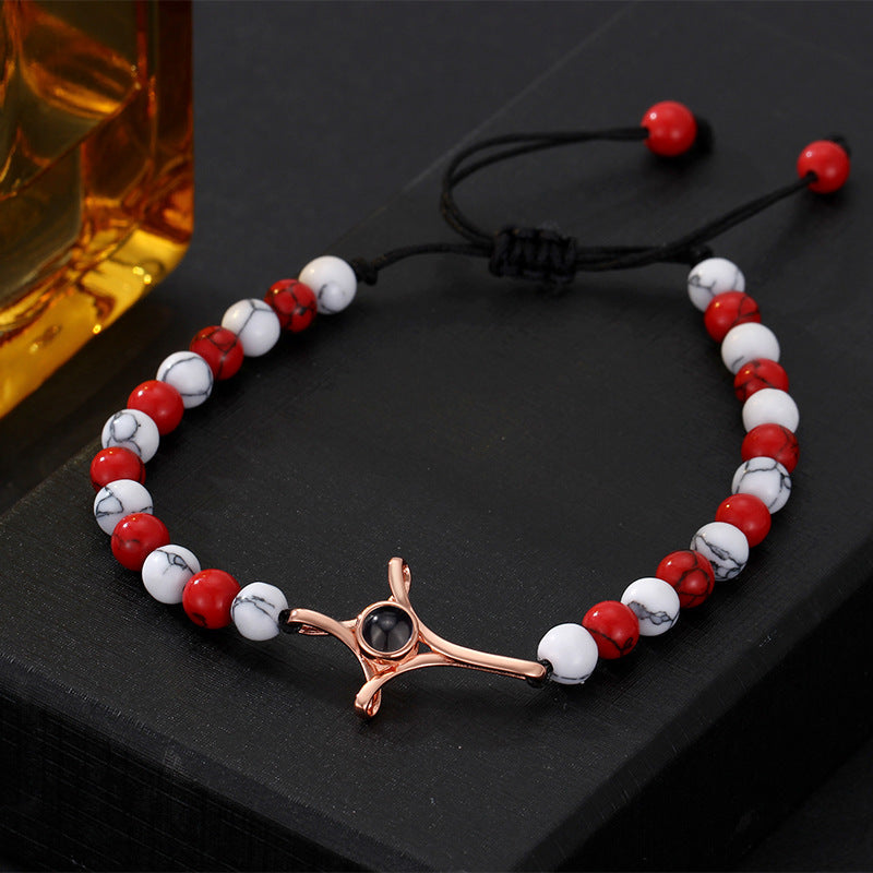 Personalisiertes Kreuzanhänger Bunte Perlen Armband Weihnachtsgeschenk