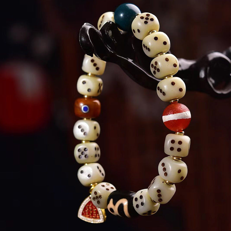 Bracelet en os de chameau naturel sculpté – Bracelet unisexe vintage de style tibétain