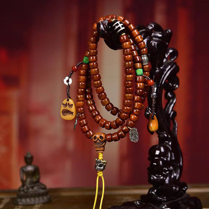 Mala tibétain en os de yak, 108 perles, perles en agate et accessoires Adai