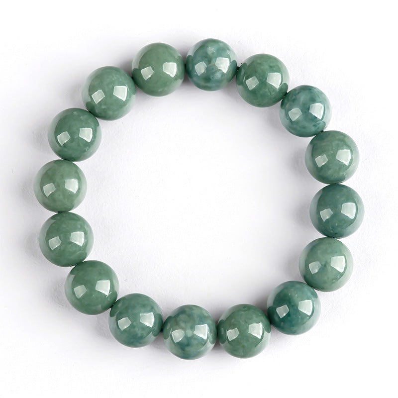Bracelet en perles rondes en jadéite naturelle de qualité A, vert foncé – Élégant et intemporel