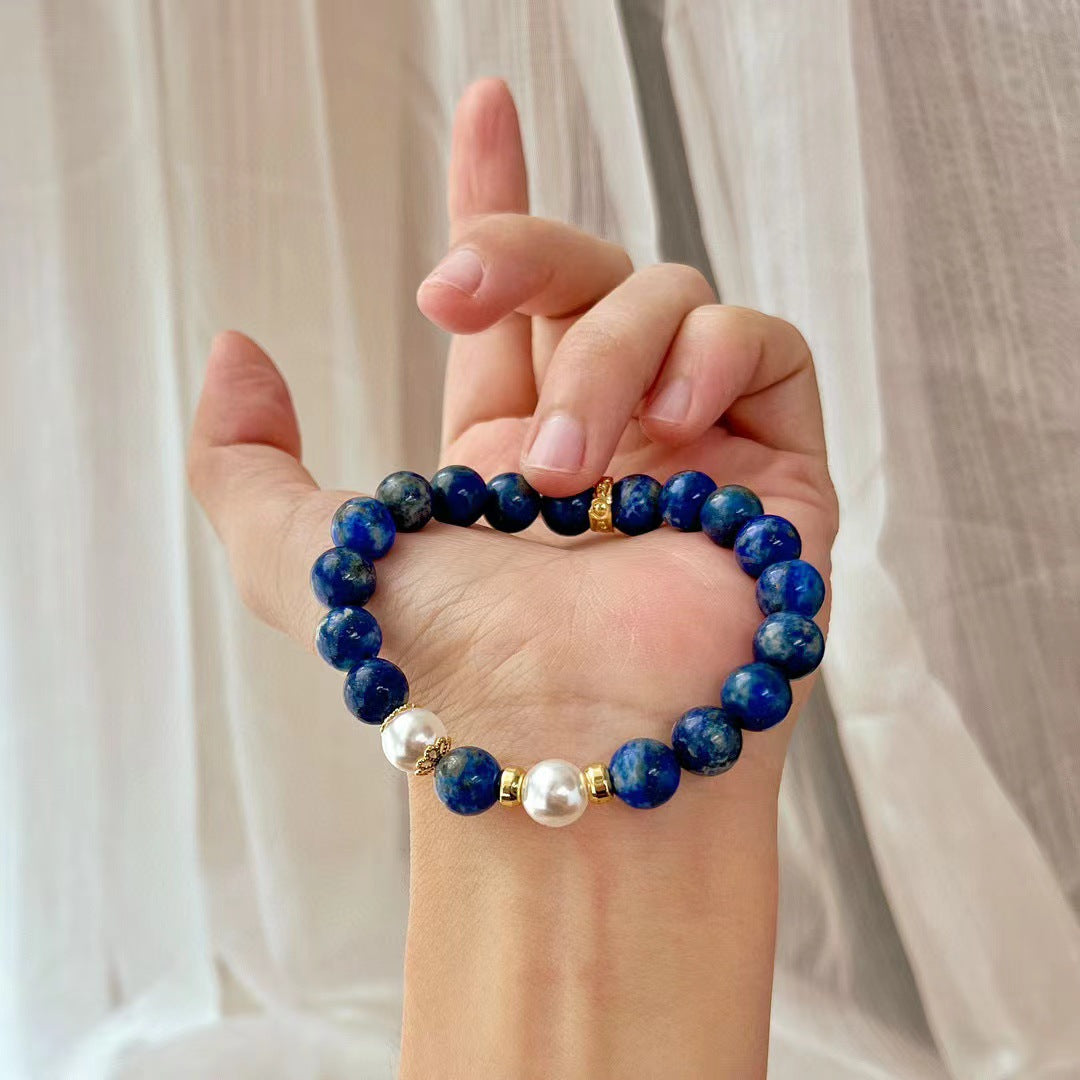 Bracelet rétro en lapis-lazuli naturel, bracelet de perles fait main de qualité supérieure