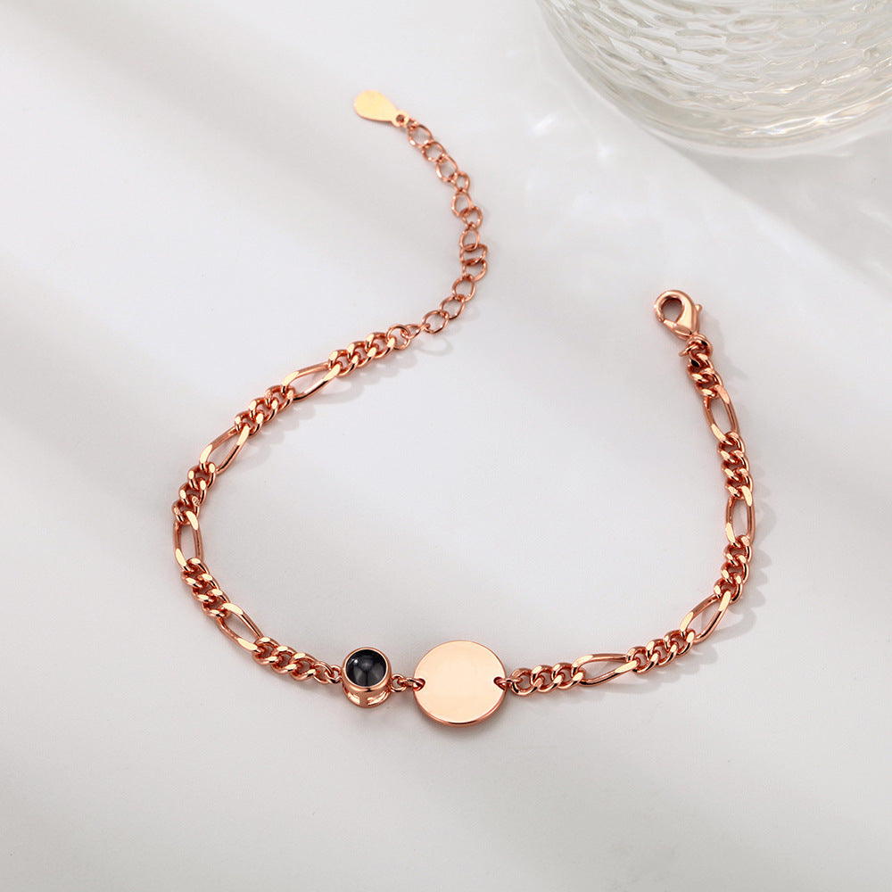 Armband mit individuell graviertem Fotoprojektion und Chopin-Kette