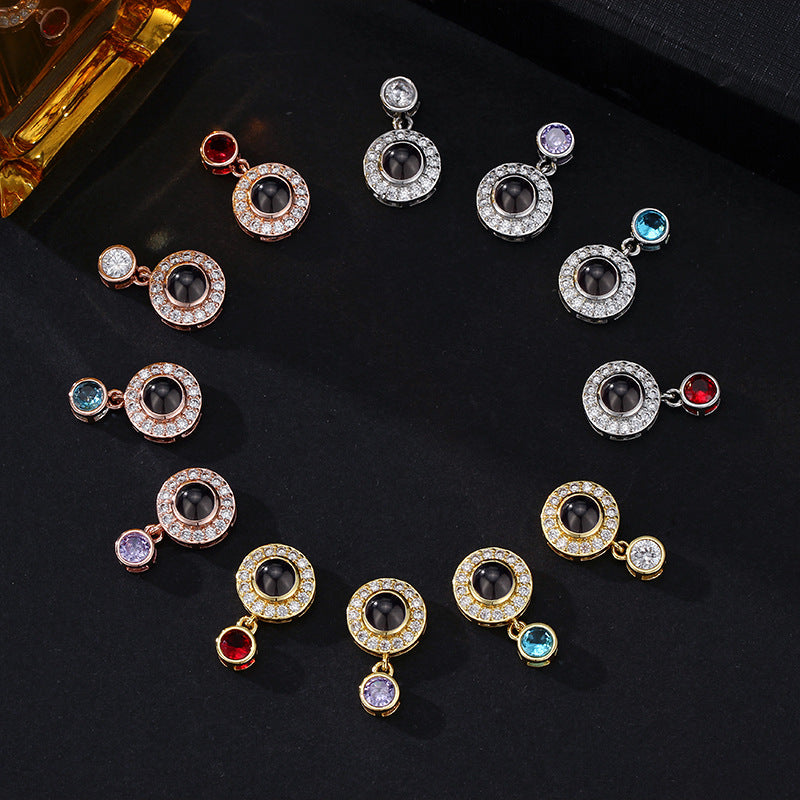 Shining Circle Foto-Halskette mit Geburtsstein