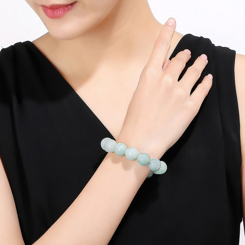 Natural Myanmar A-Grade Jadeite Lotus Bead Bracelet – Elegant Lotus Flower Design