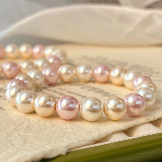 Bracelet vintage en fausses perles de haute qualité, couleur chaude, style Maillard