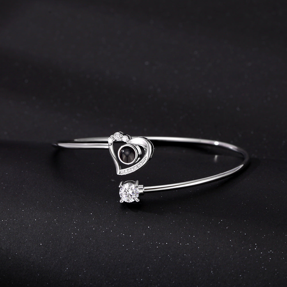 Bracelet photo personnalisé en forme de cœur