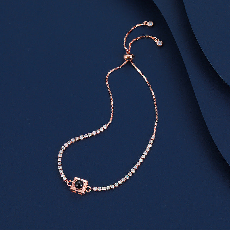 Custom Photo Tennis Bracelet Square Charm