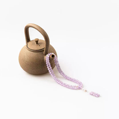 7mm Lavender Amethyst 108 Bead Mala with Freshwater Pearls