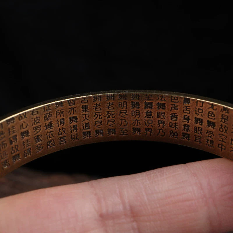 Tibetan Copper Bracelet Lotus Six-Character Mantra Open Bangle