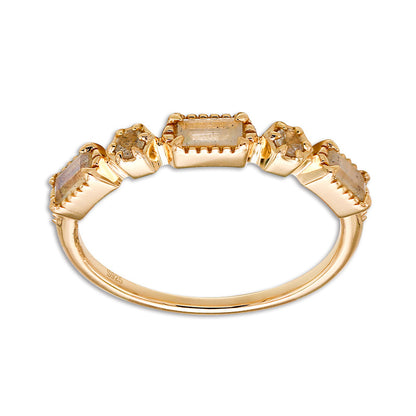 Bague baguette en topaze blanche et diamant