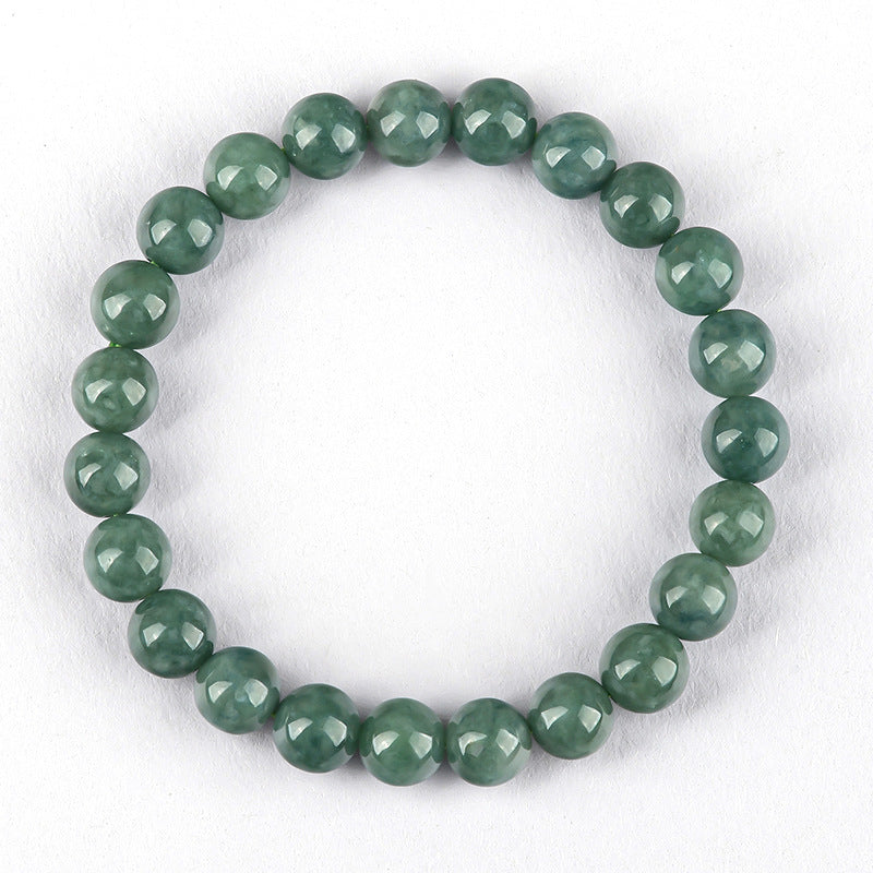 Bracelet en perles rondes en jadéite naturelle de qualité A, vert foncé – Élégant et intemporel