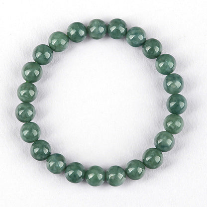 Bracelet en perles rondes en jadéite naturelle de qualité A, vert foncé – Élégant et intemporel