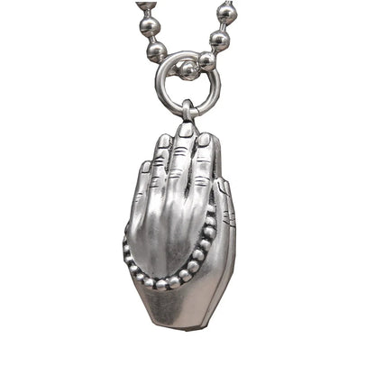 Chanting sutras and praying for peace pendant, full silver S990, close your hands tightly and sincerely worship the body-protecting Buddha hand bead pendant.