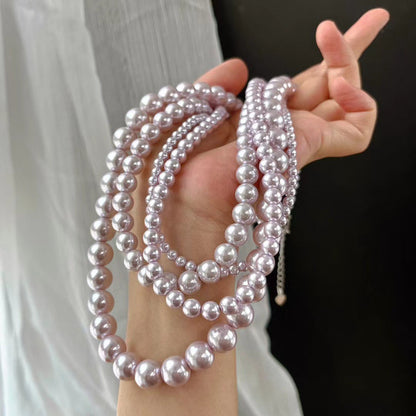 Vintage Artificial Pearl Necklace Large Millet Pearl Manta Rose Style for Women