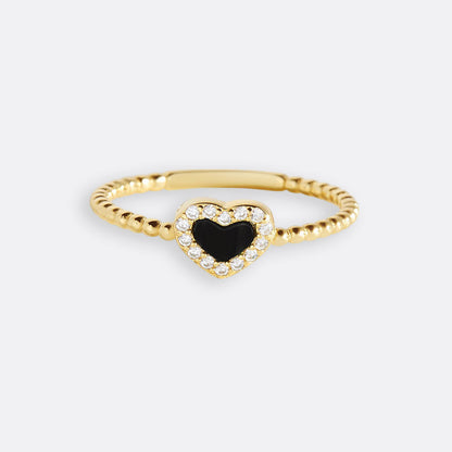 Bague en forme de cœur avec petite pierre précieuse