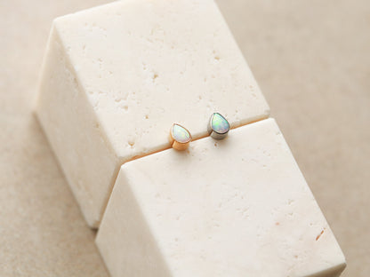 Opal Teardrop - Titanium Flat Back