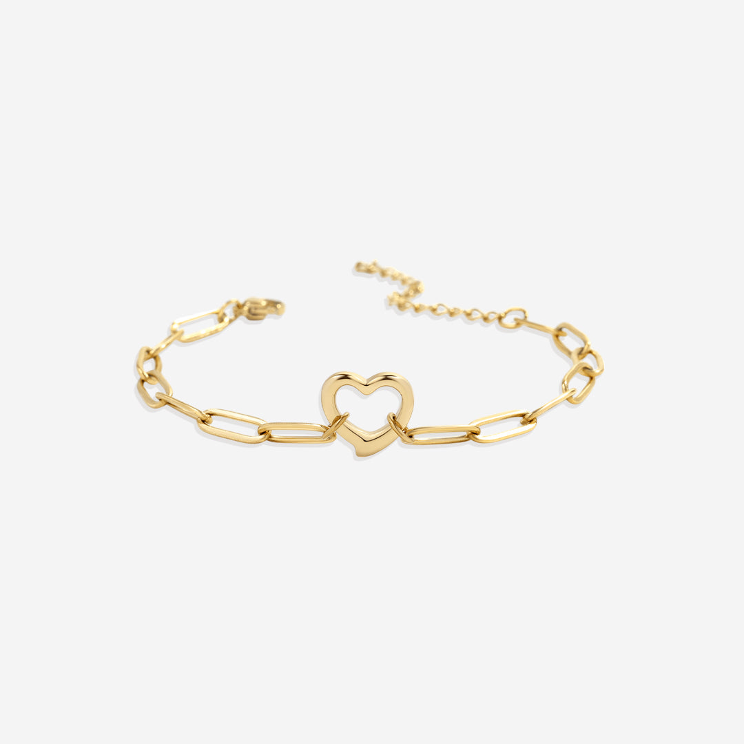 Bracelet chaîne trombone cœur ouvert