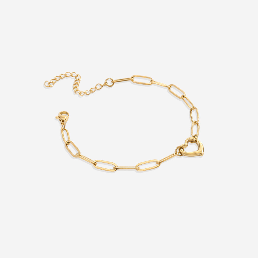 Bracelet chaîne trombone cœur ouvert