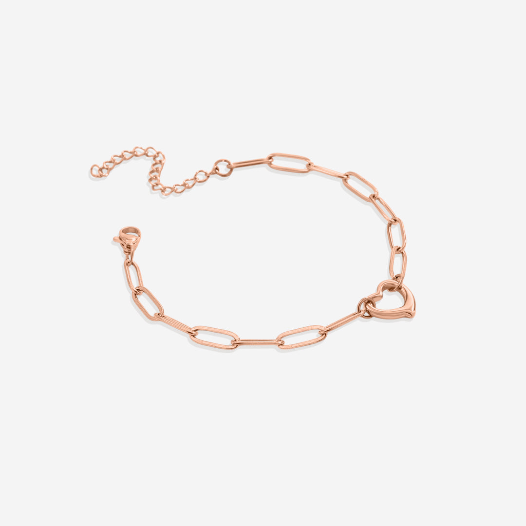 Bracelet chaîne trombone cœur ouvert