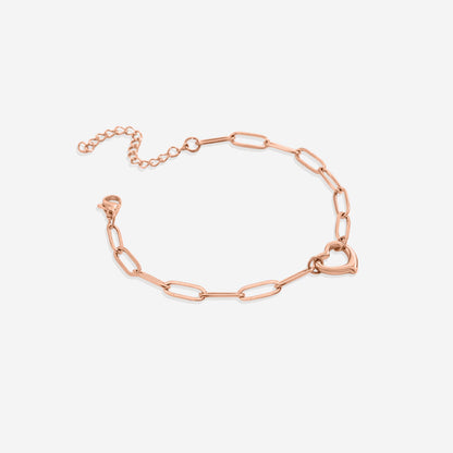 Bracelet chaîne trombone cœur ouvert