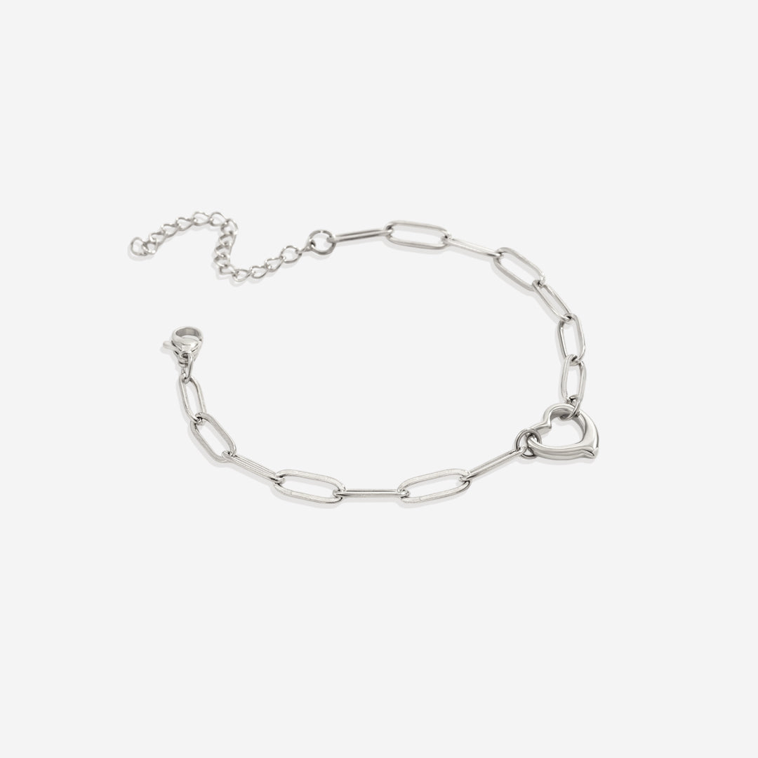 Bracelet chaîne trombone cœur ouvert