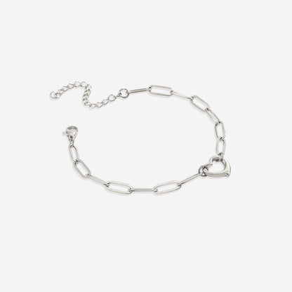 Bracelet chaîne trombone cœur ouvert