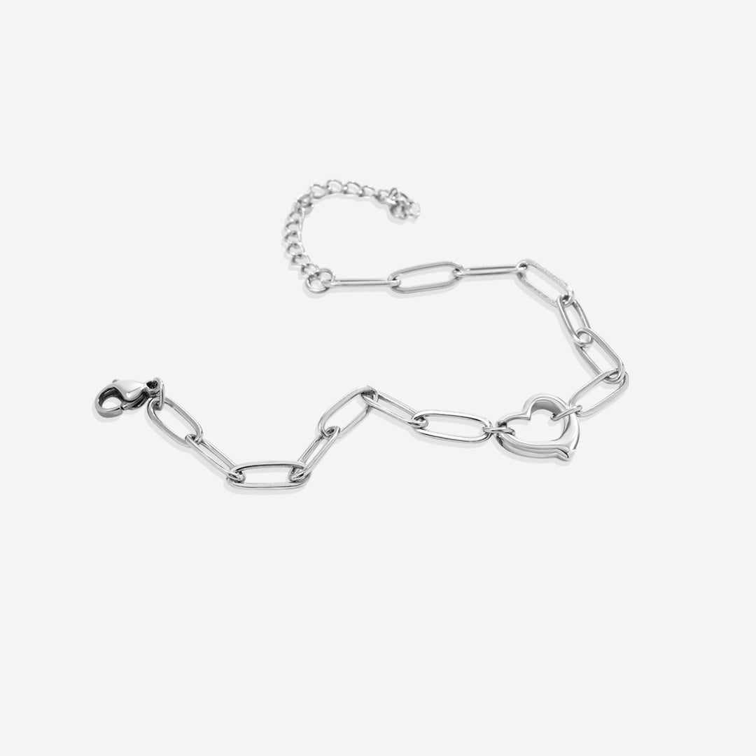Bracelet chaîne trombone cœur ouvert