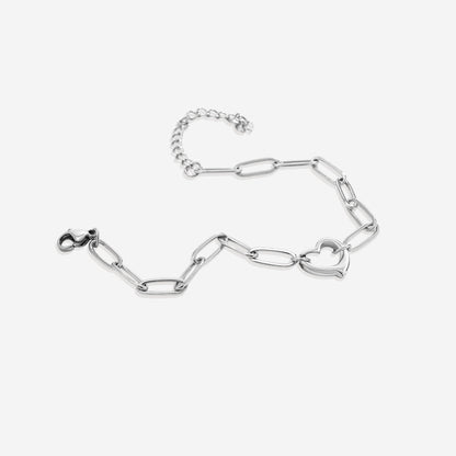 Bracelet chaîne trombone cœur ouvert