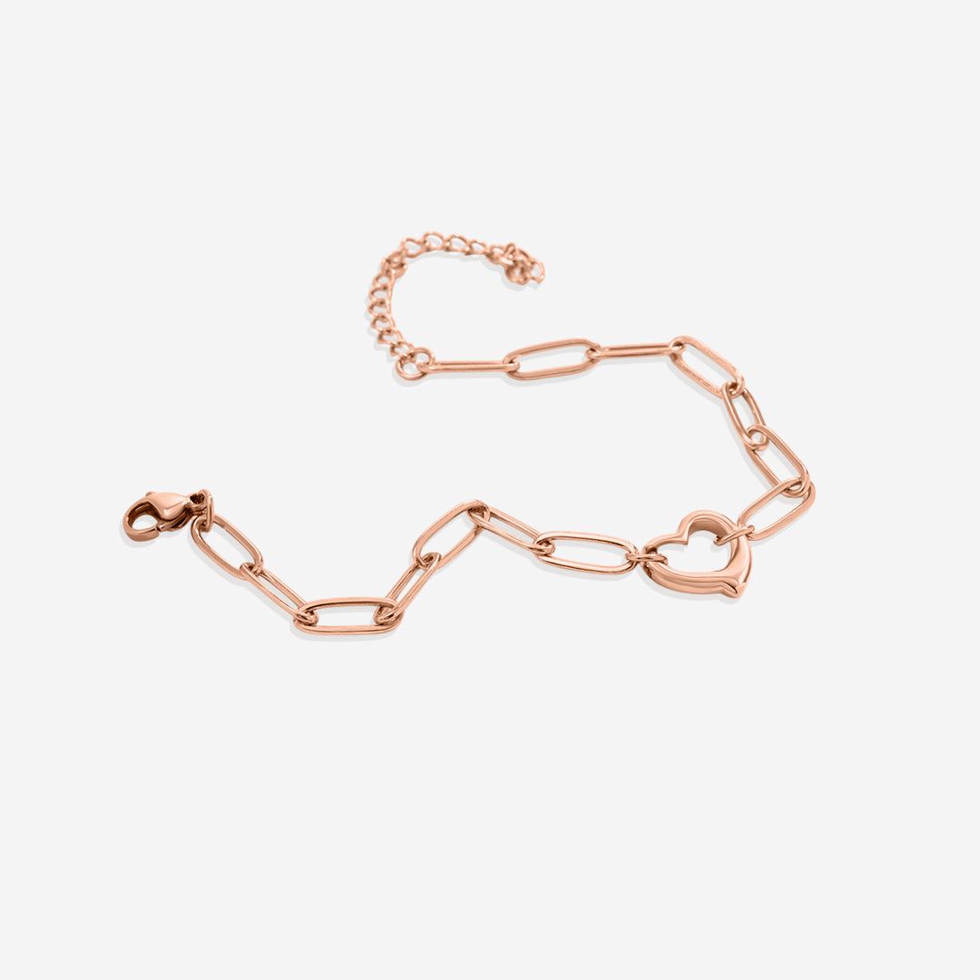 Bracelet chaîne trombone cœur ouvert