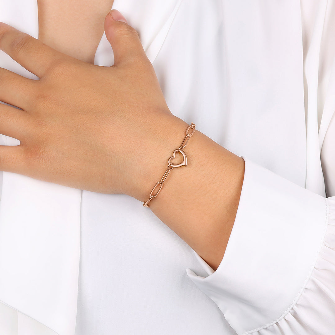 Bracelet chaîne trombone cœur ouvert