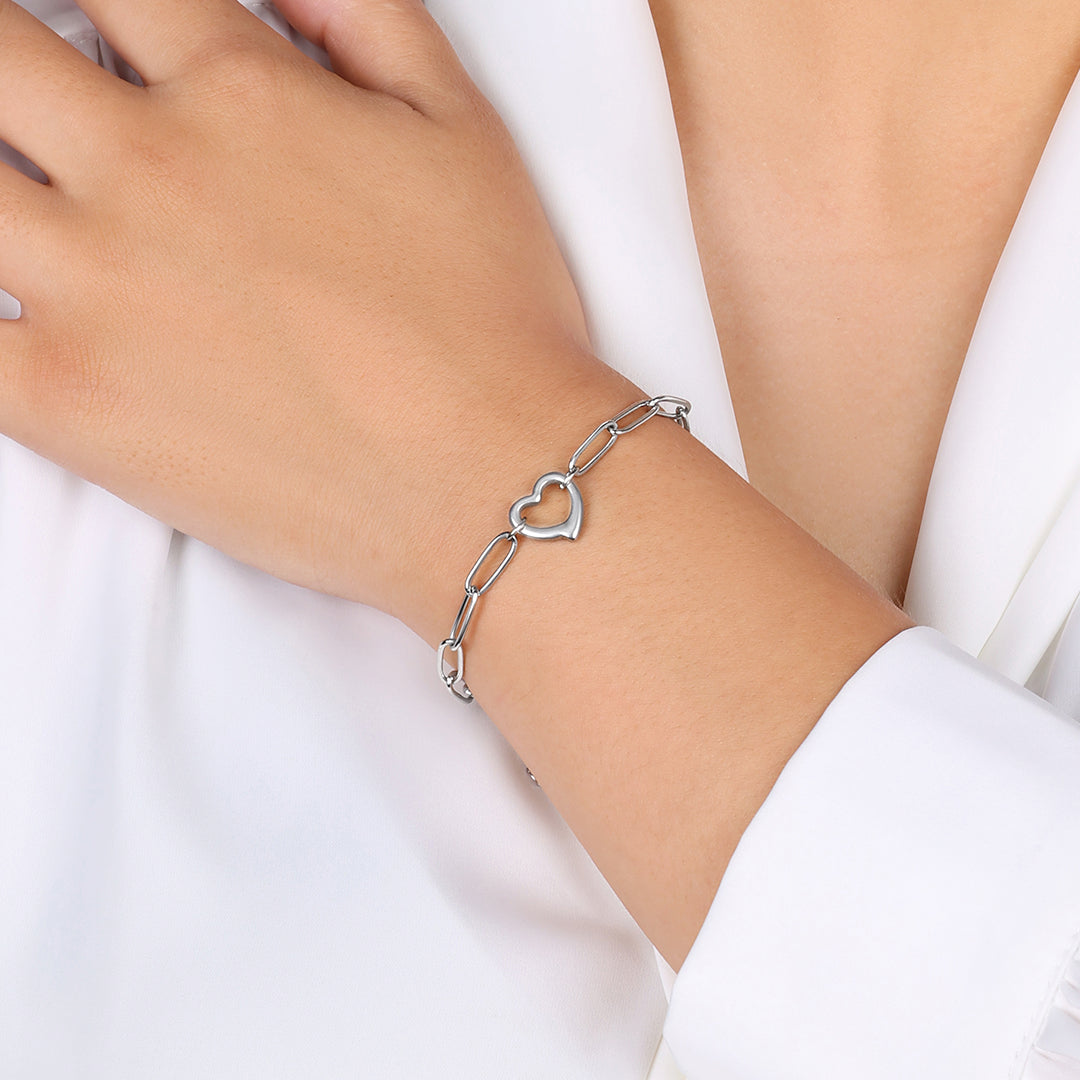 Bracelet chaîne trombone cœur ouvert