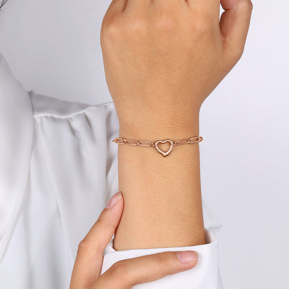 Bracelet chaîne trombone cœur ouvert