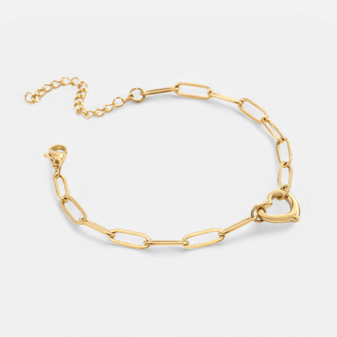 Bracelet chaîne trombone cœur ouvert