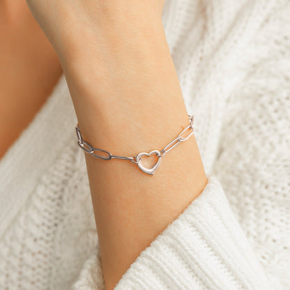 Bracelet chaîne trombone cœur ouvert