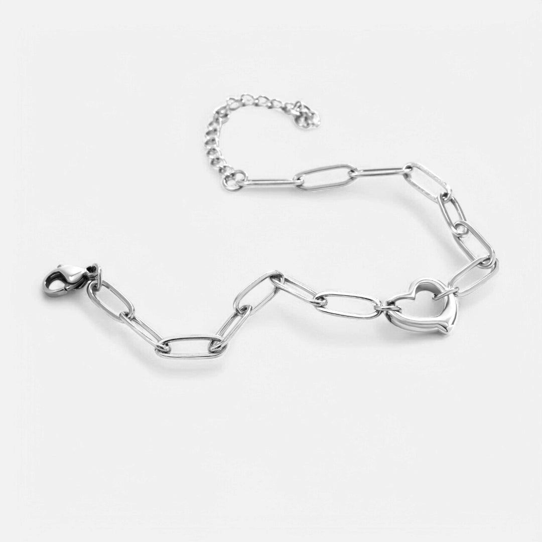 Bracelet chaîne trombone cœur ouvert