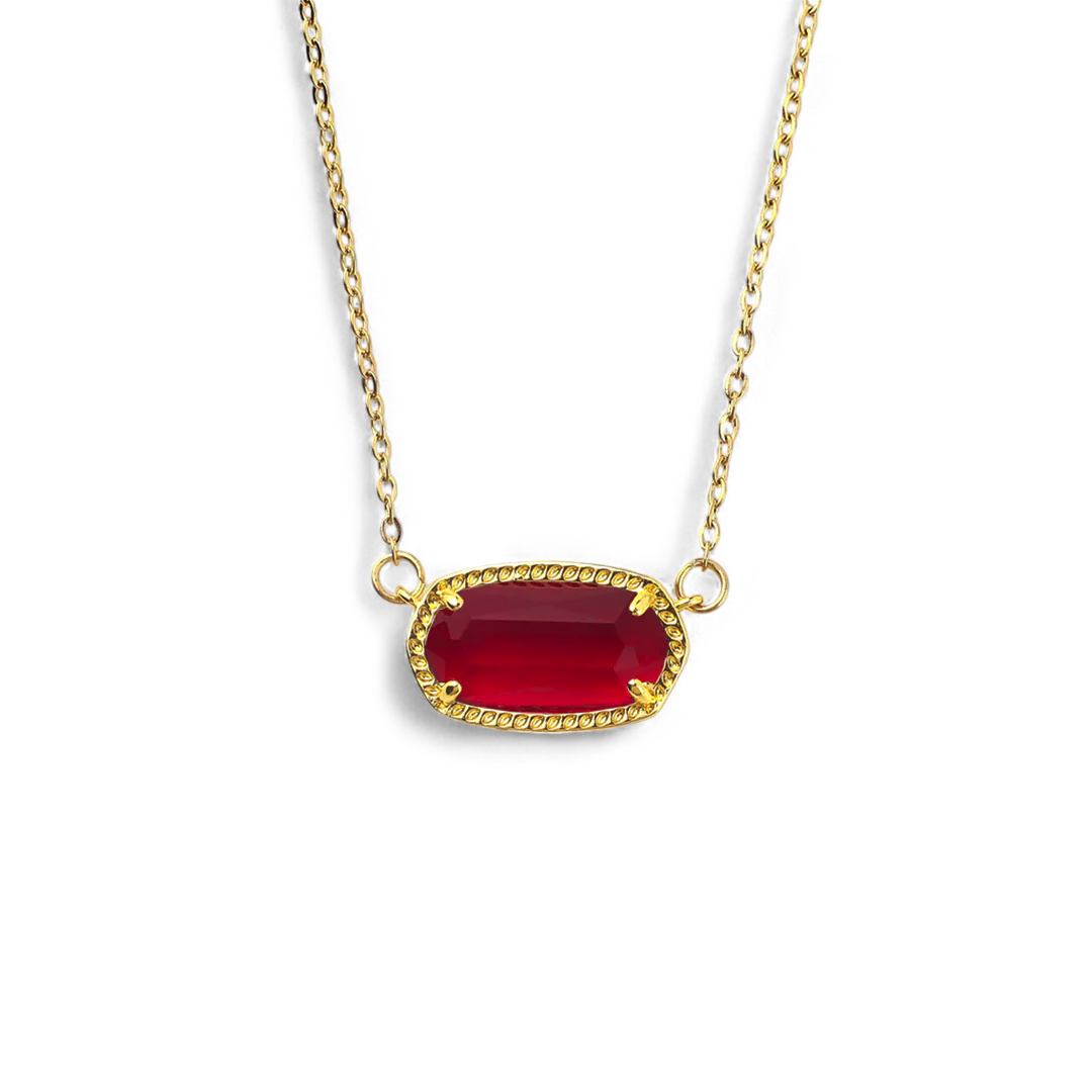 Collier avec pendentif ovale et pierre de naissance
