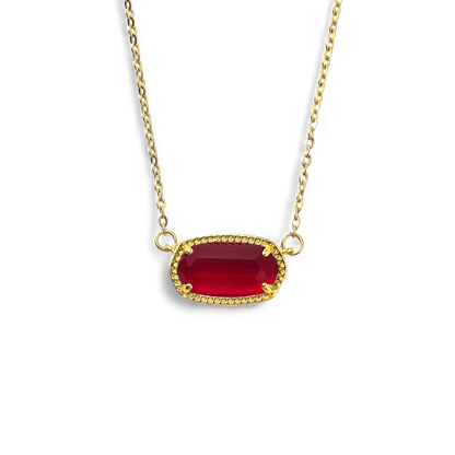 Collier avec pendentif ovale et pierre de naissance