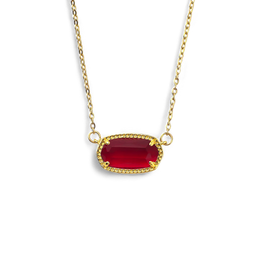 Collier avec pendentif ovale et pierre de naissance