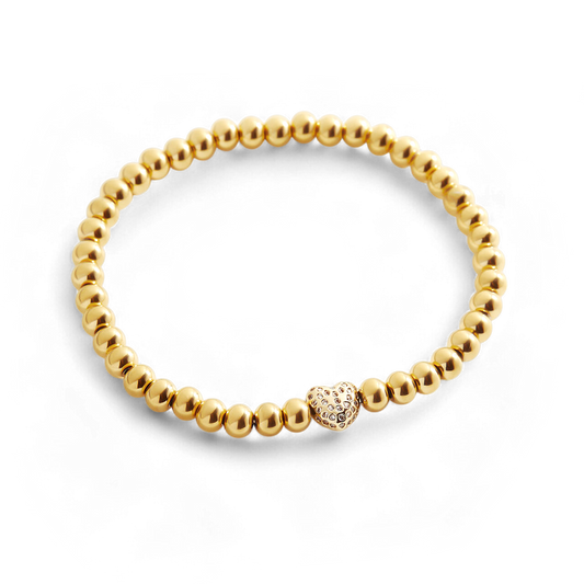 Bracelet de perles en forme de cœur pavé