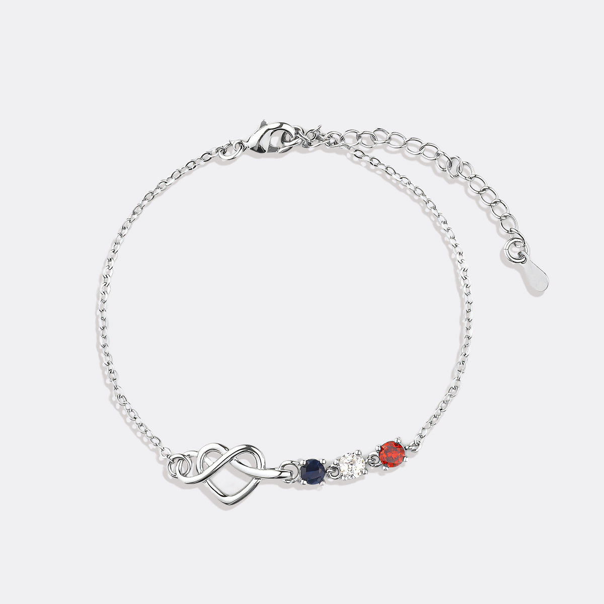 Bracelet nœud cœur avec pierres de naissance personnalisées