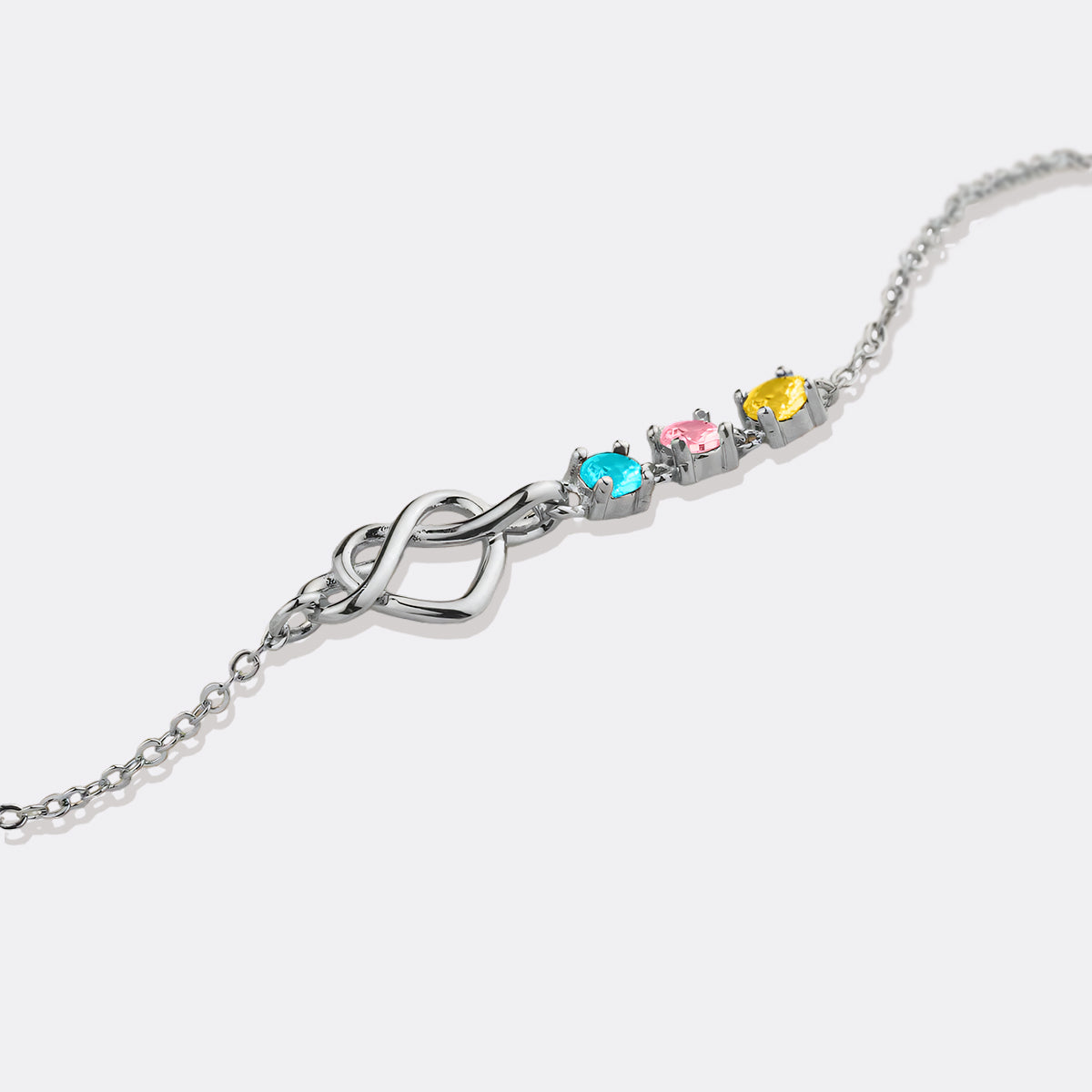 Bracelet nœud cœur avec pierres de naissance personnalisées