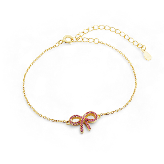 Bracelet nœud pavé rose