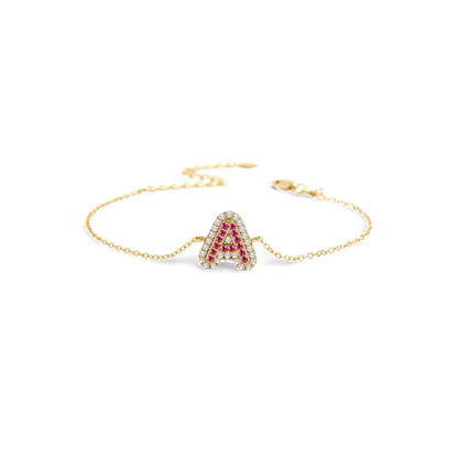 Pink Pave Initial Bracelet