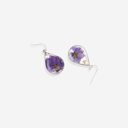 Boucles d'oreilles en fleurs de naissance pressées