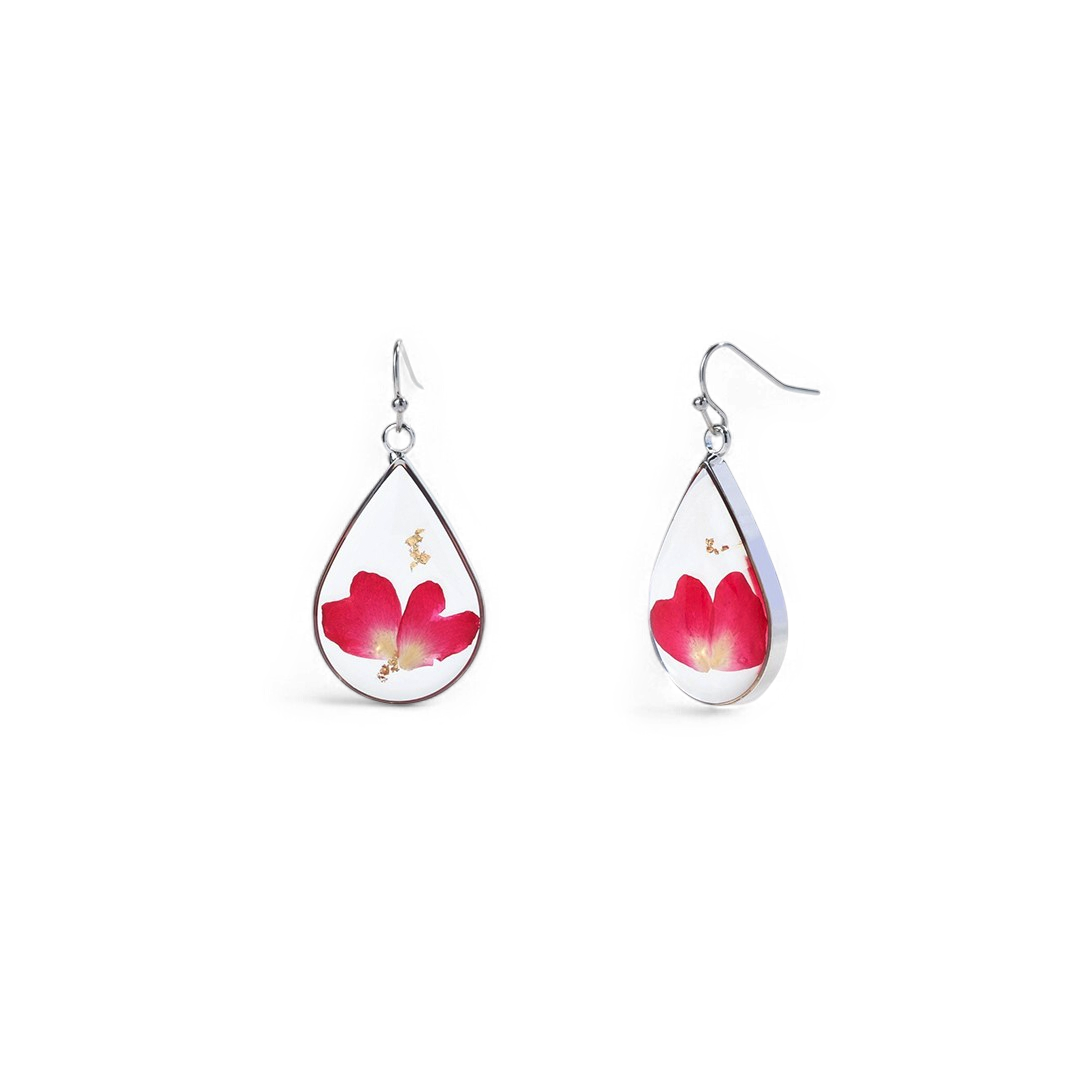 Boucles d'oreilles en fleurs de naissance pressées